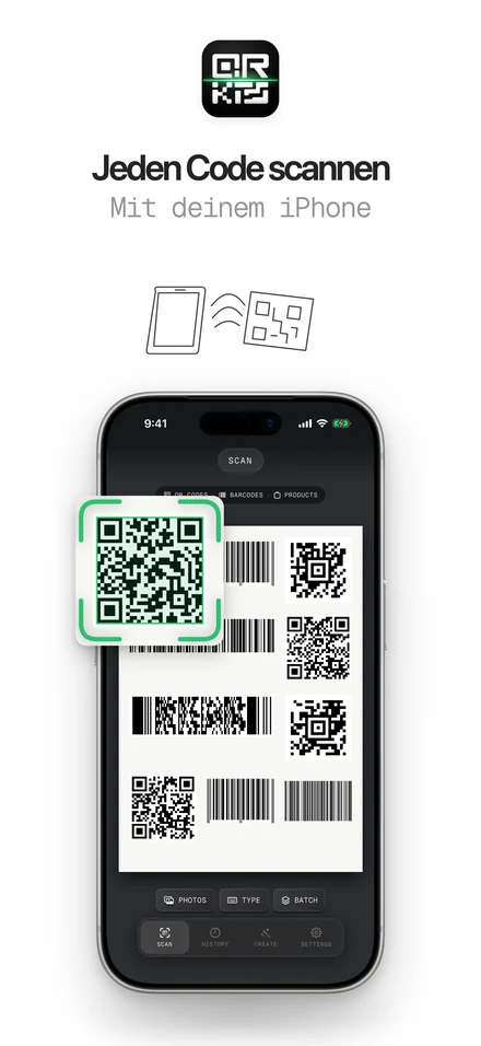 QR-Code Scanner liest QR-Codes und Barcodes in vielen Formaten