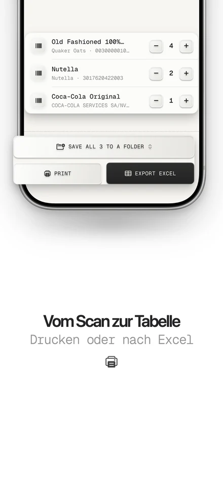 Scanliste nach Excel exportieren oder drucken