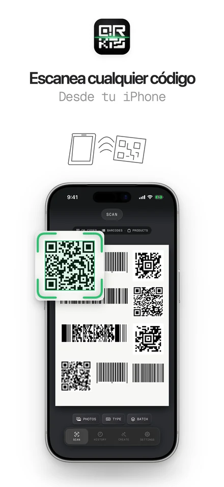 Lector QR que lee códigos QR y códigos de barras de muchos formatos