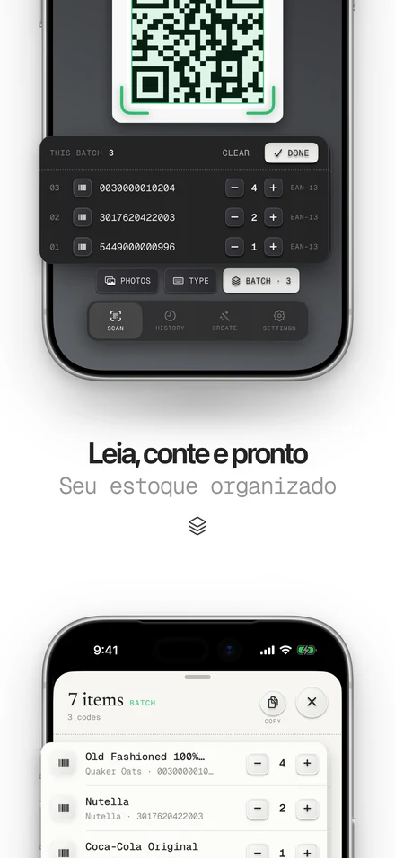 Leitor de código de barras contando o estoque de uma prateleira