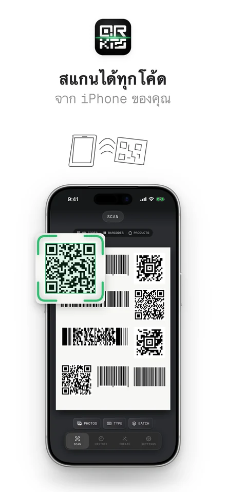 ตัวสแกน QR โค้ดอ่านคิวอาร์โค้ดและบาร์โค้ดได้หลายรูปแบบ